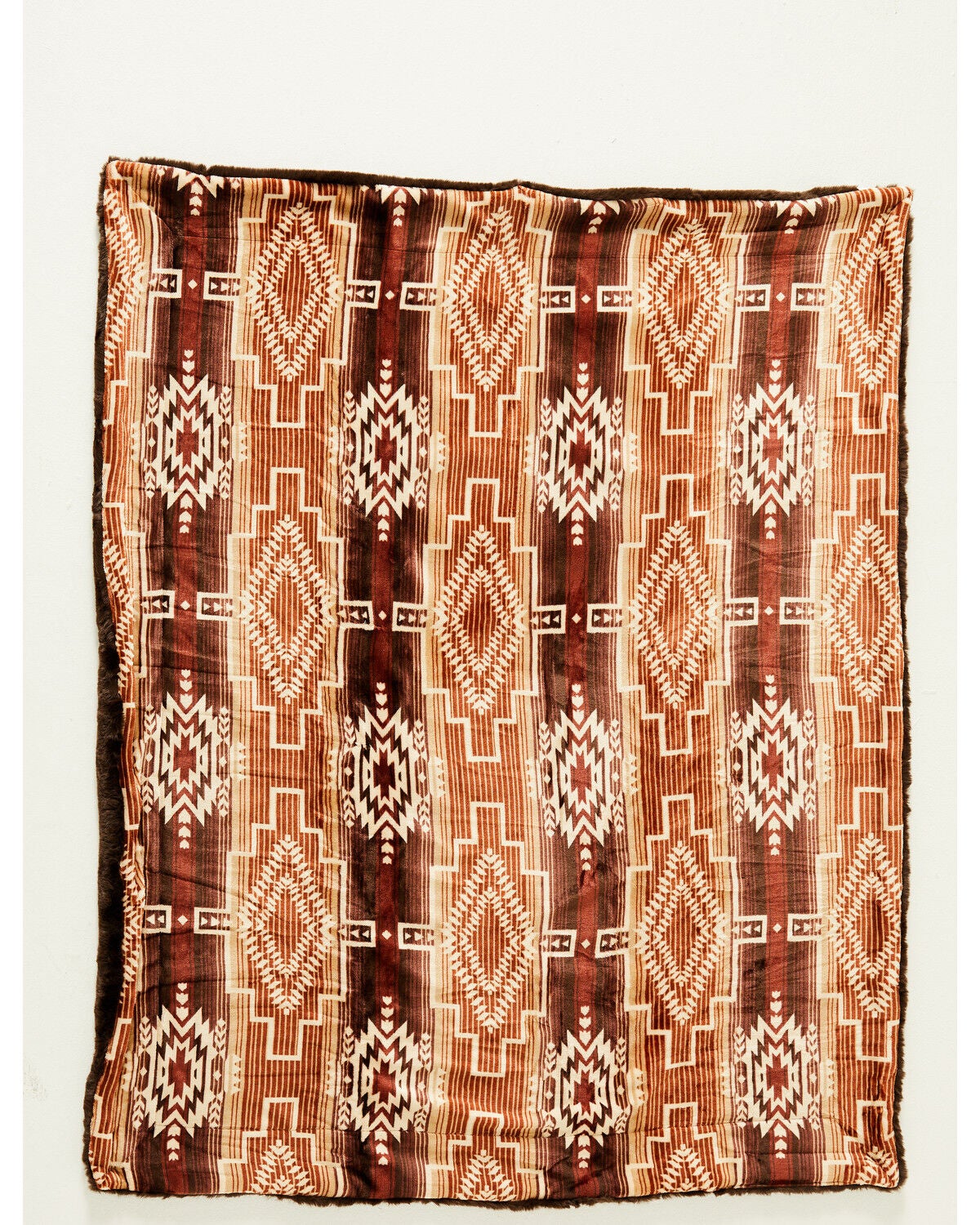 Image #2 - Boot Barn Southwestern Print Faux Fur Blanket, Brown, hi-res
