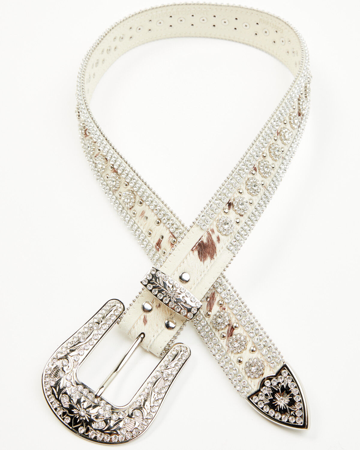 Image #1 - Shyanne Women's Nova Embellished Hair On Buckle Belt, White, hi-res