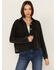 Image #1 - White Crow Women's Denim Knit Cropped Shacket, Black, hi-res