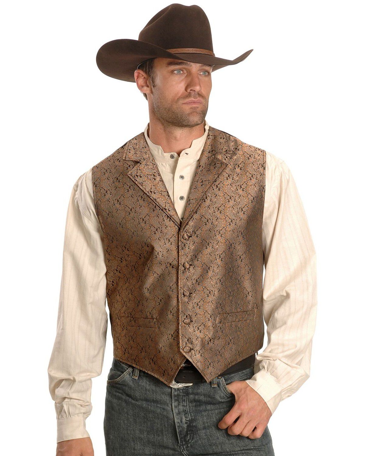 Image #1 - Rangewear by Scully Notched Lapel Paisley Print Vest - Big & Tall, , hi-res