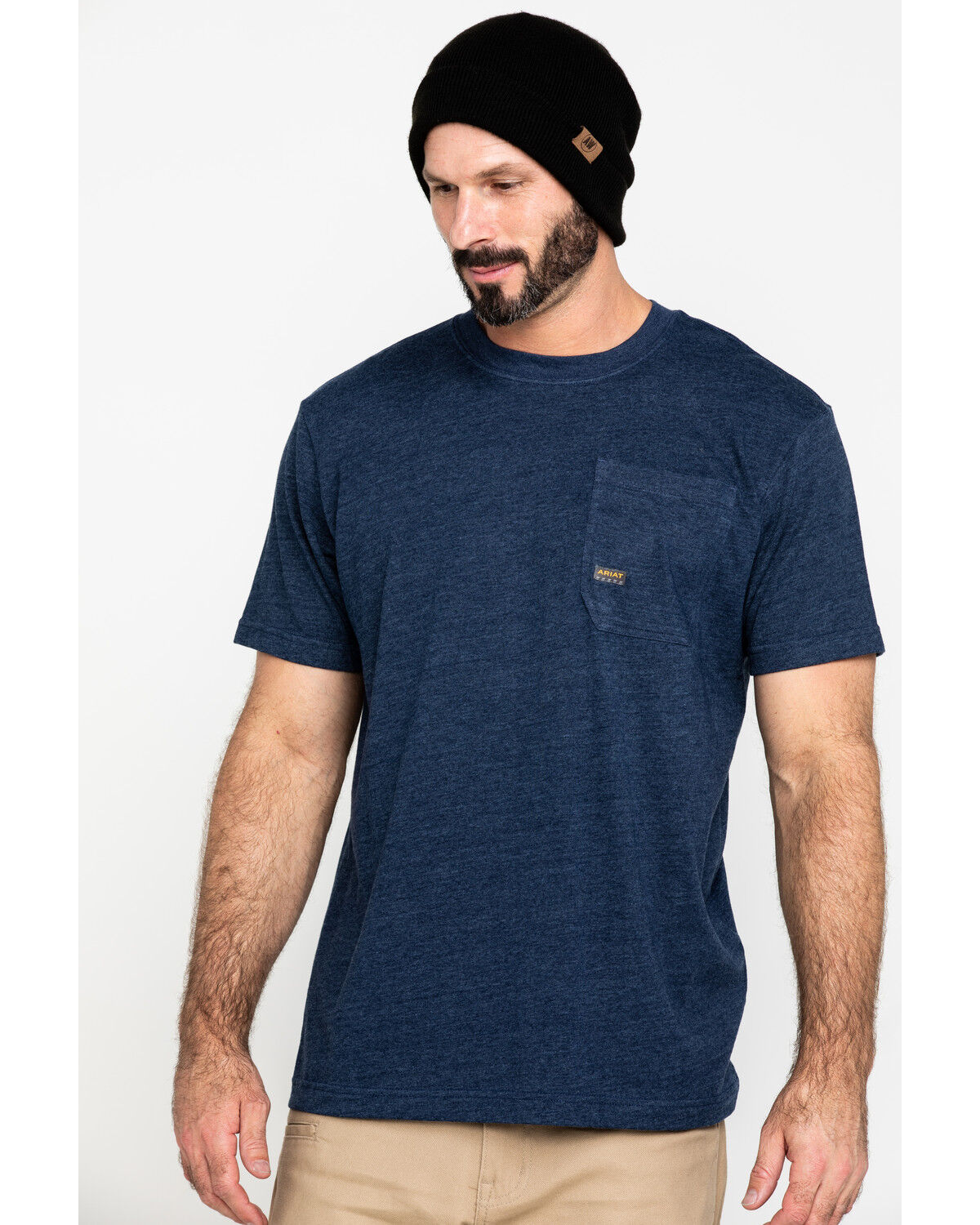 Image #1 - Ariat Men's Rebar Cotton Strong American Grit Work T-Shirt, Navy, hi-res