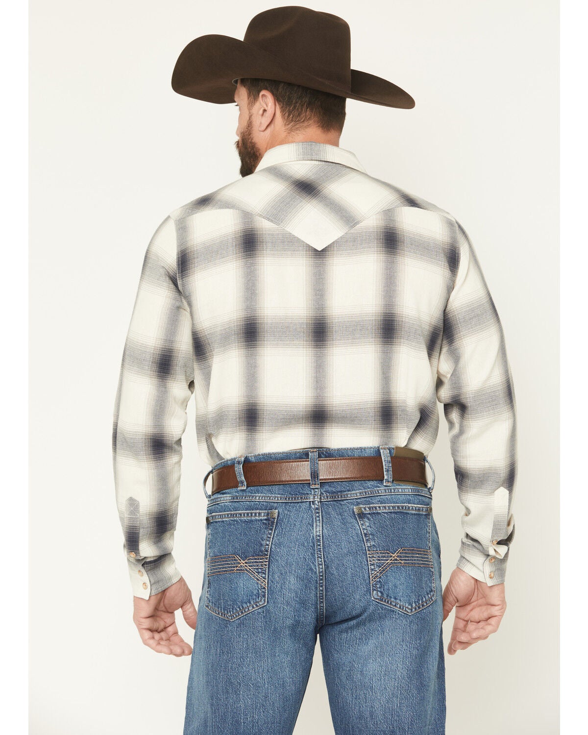 Image #4 - Cody James Men's Ruddiman Plaid Print Long Sleeve Snap Western Shirt - Big, Cream, hi-res