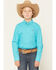 Image #1 - Ariat Boys' Steer Print Long Sleeve Button-Down Western Shirt, Blue, hi-res