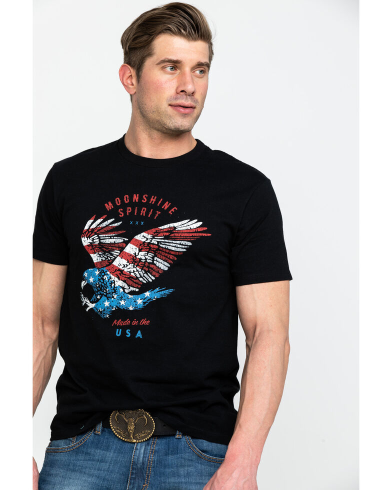 Moonshine Spirit Men's Soaring Freedom USA Graphic T-Shirt , Black, hi-res
