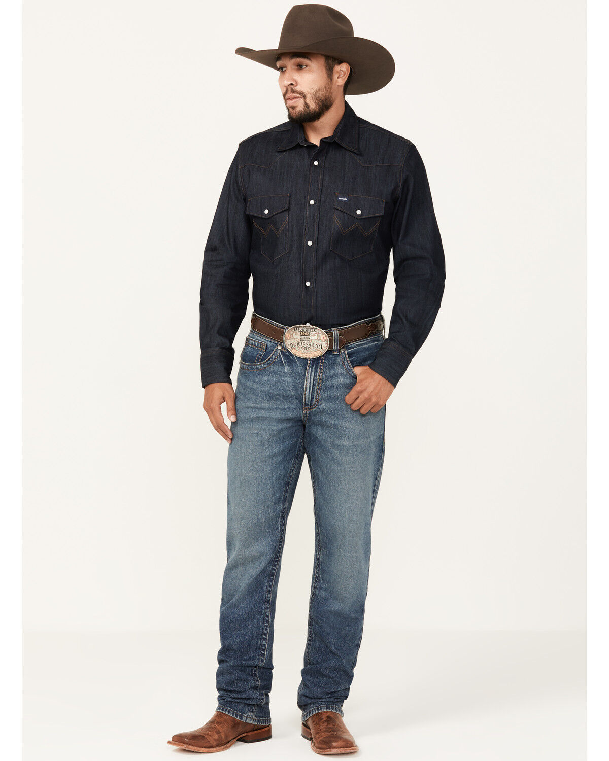 Image #1 - Rock 47 by Wrangler Men's Fool Hearted Dark Wash Slim Straight Stretch Jeans, Dark Wash, hi-res