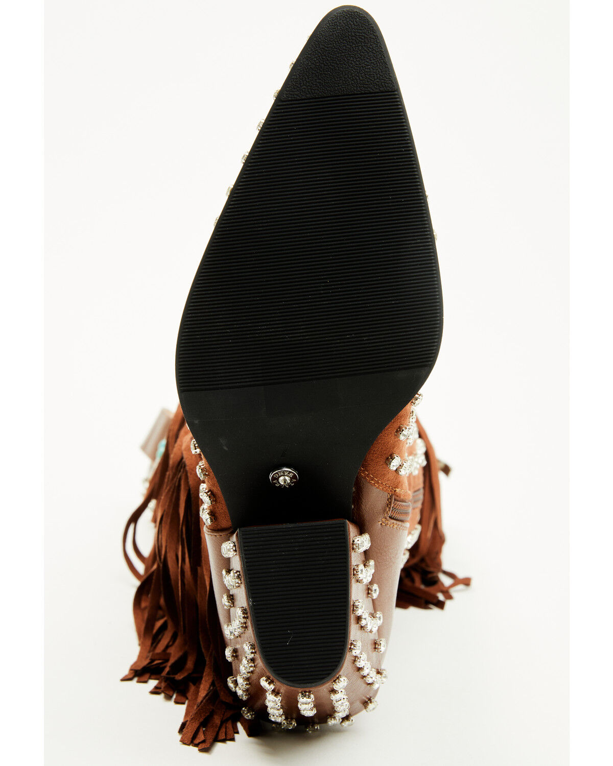 Image #7 - Azalea Wang Women's Bennett Embellished Fringe Tall Fashion Boots - Snip Toe, Brown, hi-res