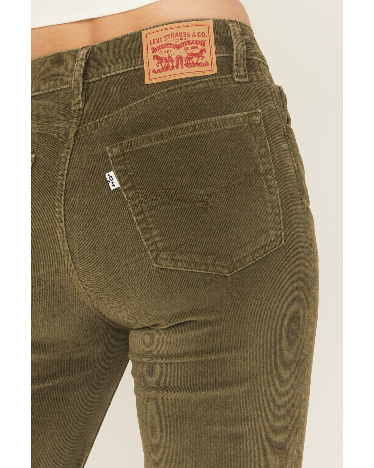 Image #4 - Levi's Women's 724 High Rise Straight Corduroy Stretch Jeans, Olive, hi-res