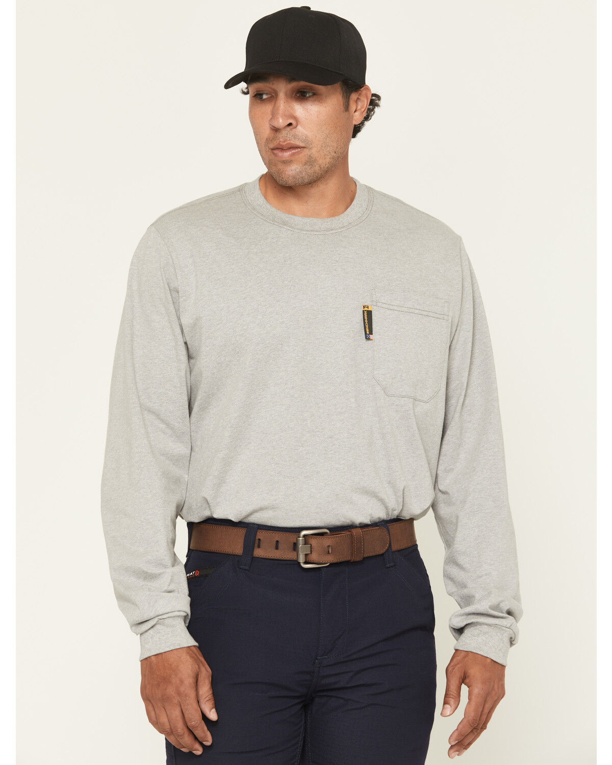 Image #2 - Benchmark FR Men's FR Houston Refining Long Sleeve Graphic Work T-Shirt, Light Grey, hi-res