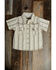Image #1 - Cowboy Hardware Toddler Boys' Southwestern Striped Short Sleeve Snap Stretch Western Shirt, Brown, hi-res