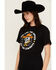 Image #2 - Rodeo Hippie Women's Long Live Cowboys Skull Short Sleeve Graphic Tee, Black, hi-res