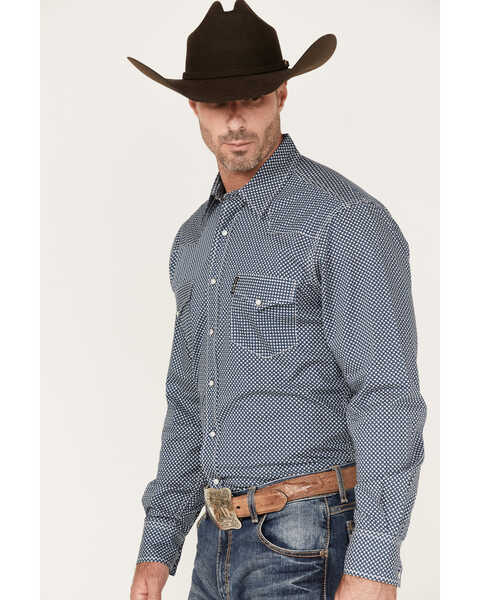 Image #2 - Cinch Men's Modern Fit Small Geo Print Snap Western Shirt , Blue, hi-res