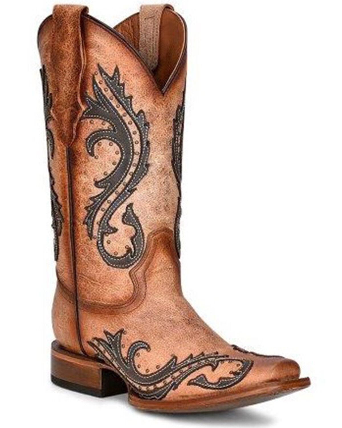 Image #1 - Circle G Women's Burnout Contrast Stitch Tall Western Boots - Snip Toe, Grey, hi-res