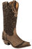 Image #1 - Boulet Women's Fancy Hand Tooled Inlay Western Boots - Snip Toe, Tobacco, hi-res