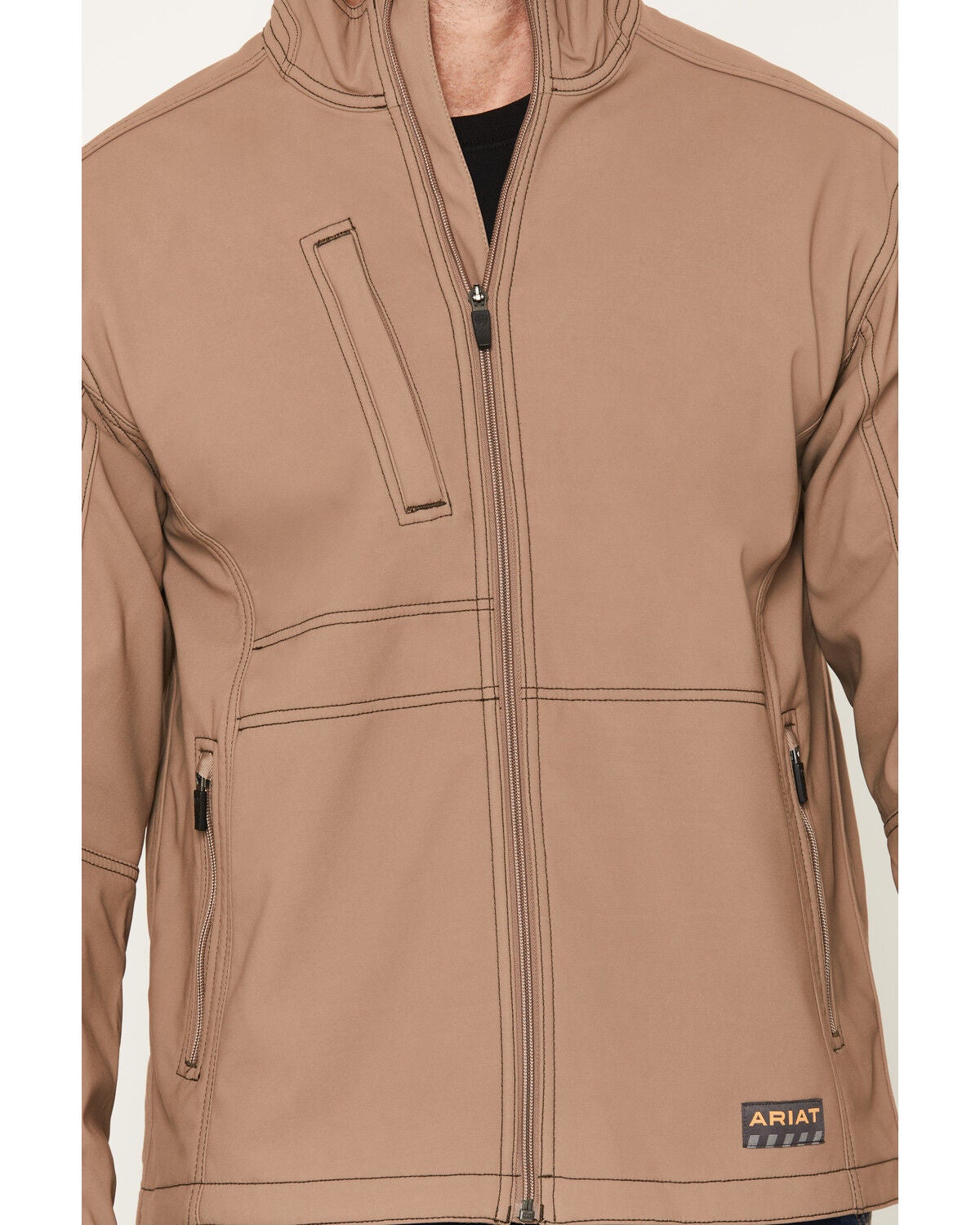 Image #3 - Ariat Men's Rebar Stretch Canvas Softshell Jacket, Brown, hi-res