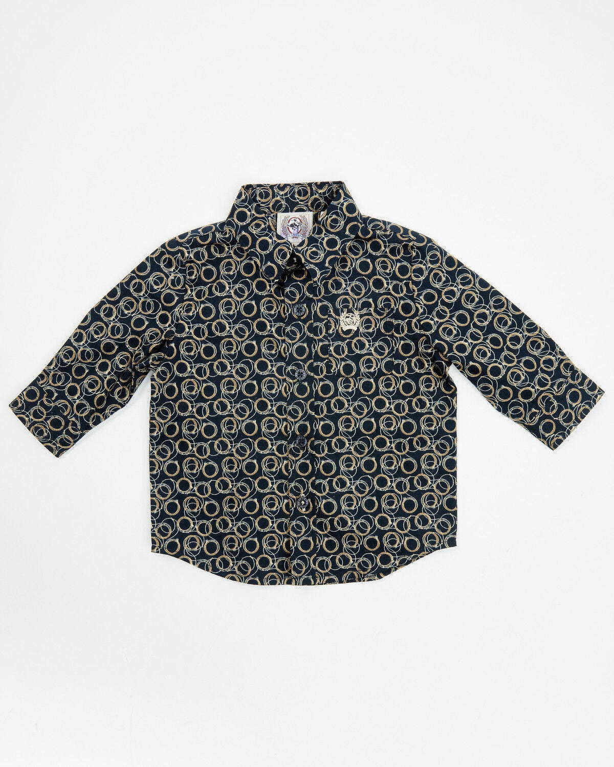 Cinch Infant Boys' Geo Print Long Sleeve Button-Down Western Shirt, Navy, hi-res