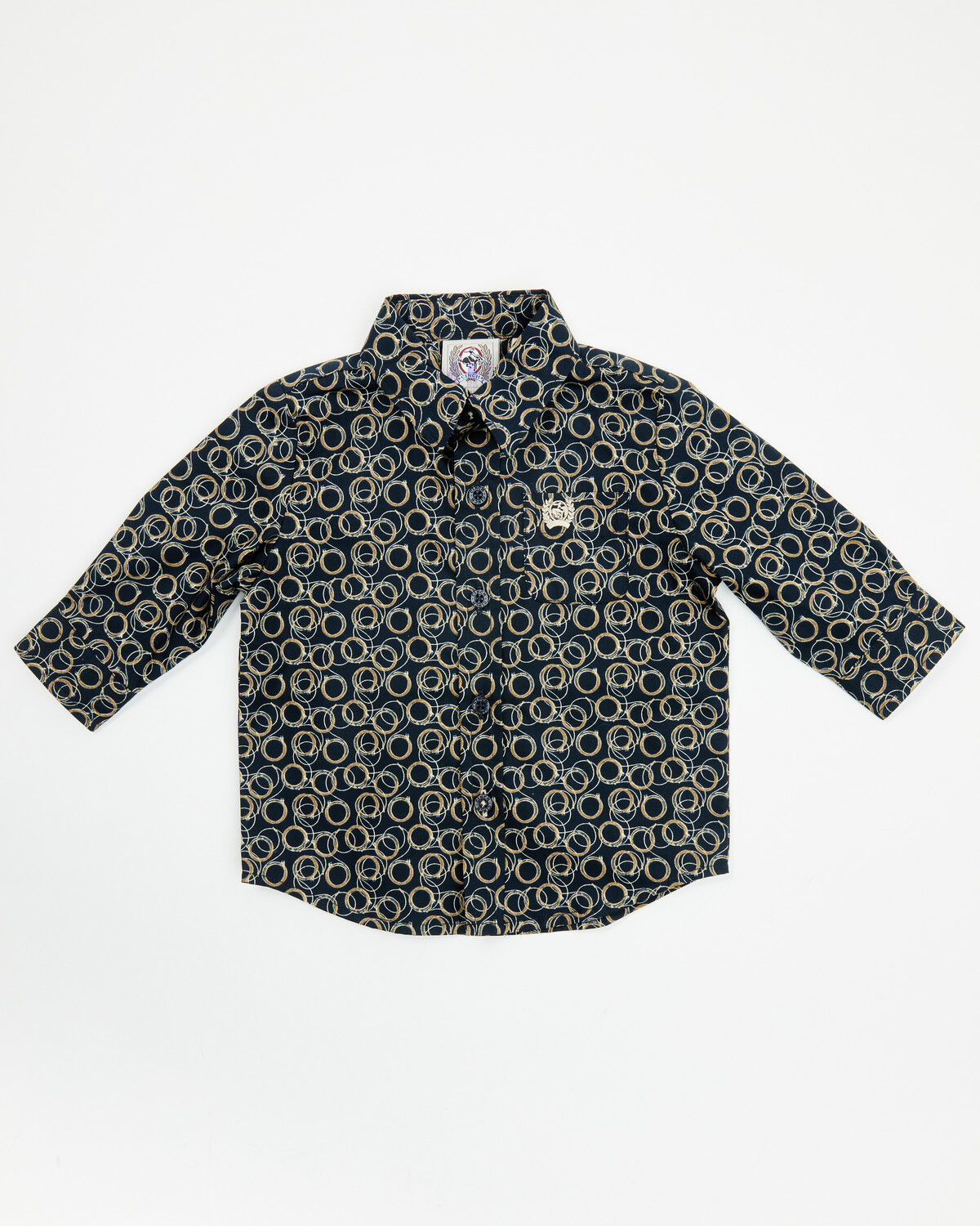 Image #1 - Cinch Infant Boys' Geo Print Long Sleeve Button-Down Western Shirt, Navy, hi-res