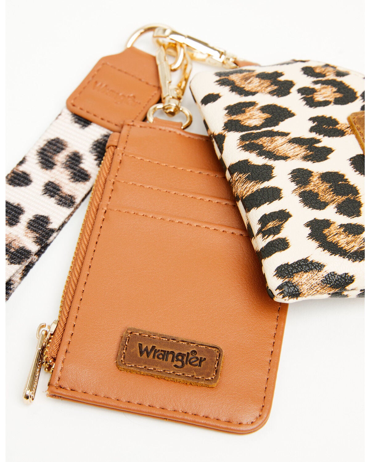 Image #3 - Wrangler Women's Boot Barn Exclusive Leopard Print Keychain Coin Wallet, Brown, hi-res