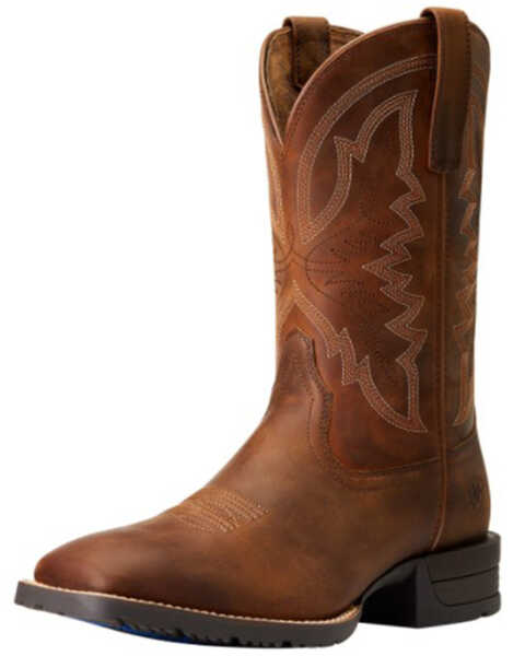 Image #1 - Ariat Men's Hybrid Ranchwork Western Boots - Broad Square Toe, Brown, hi-res