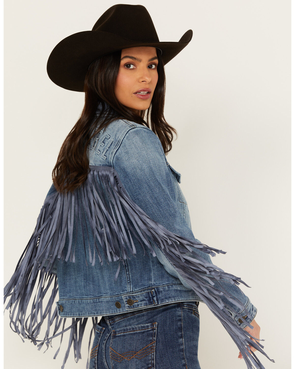 Image #3 - Idyllwind Women's Magnolia Embossed Trucker Jacket, Medium Wash, hi-res