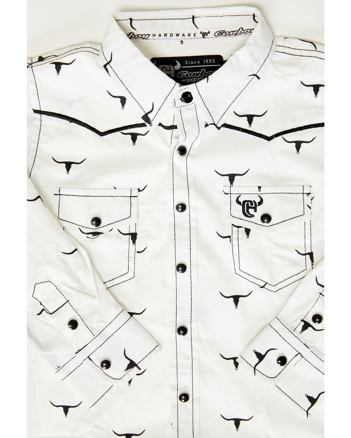 Image #3 - Cowboy Hardware Toddler Boys' Skull Scatter Long Sleeve Snap Stretch Western Shirt, White, hi-res