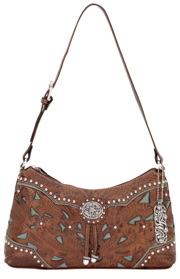 American West Lady Lace Shoulder Bag, Brown, hi-res