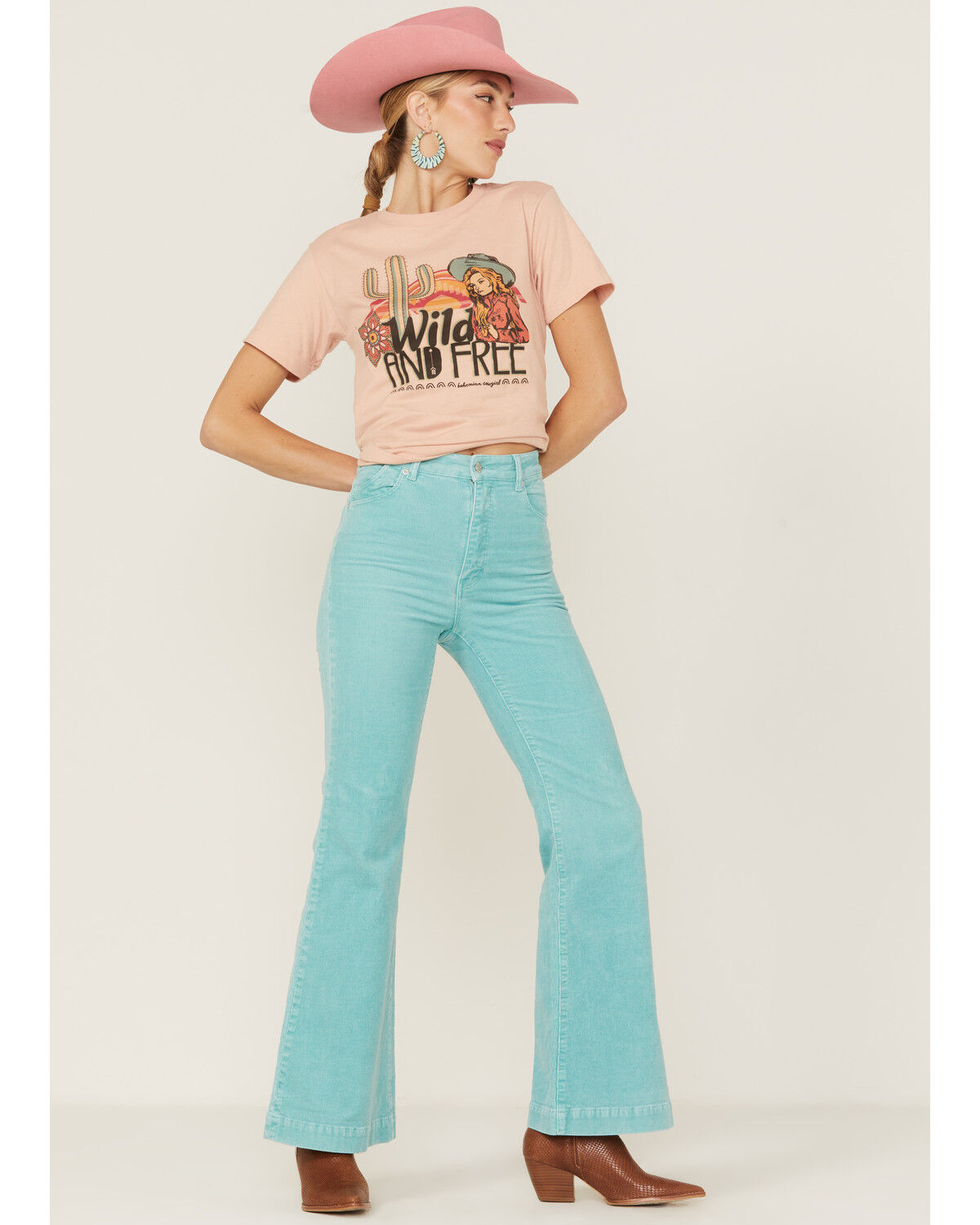 Image #4 - Bohemian Cowgirl Women's Wild & Free Doll Nashville Graphic Tee, Coral, hi-res