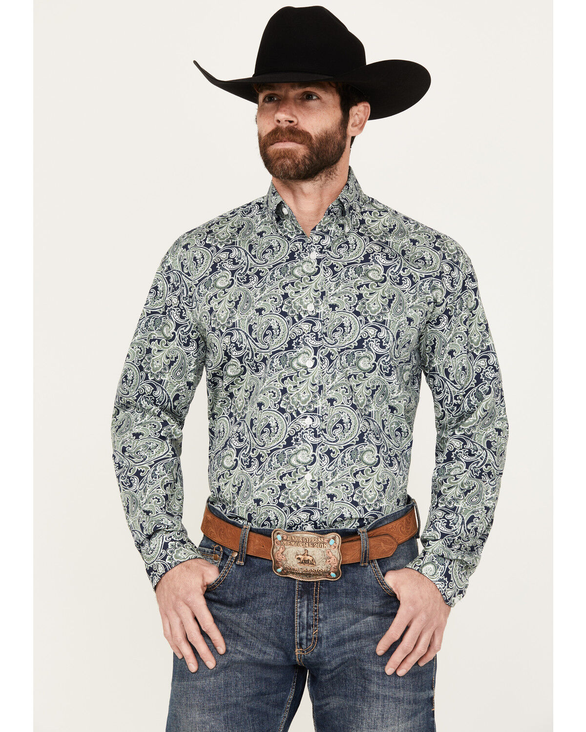 Image #1 - Stetson Men's Paisley Print Long Sleeve Button Down Western Shirt, , hi-res
