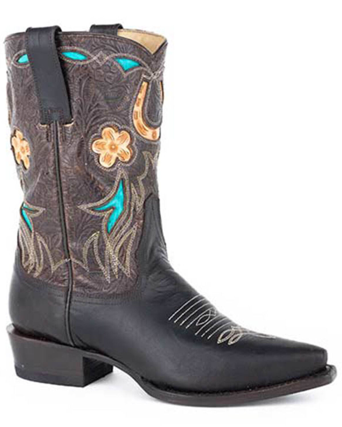Image #1 - Stetson Women's Willa Inlay Western Boots - Snip Toe, Brown, hi-res