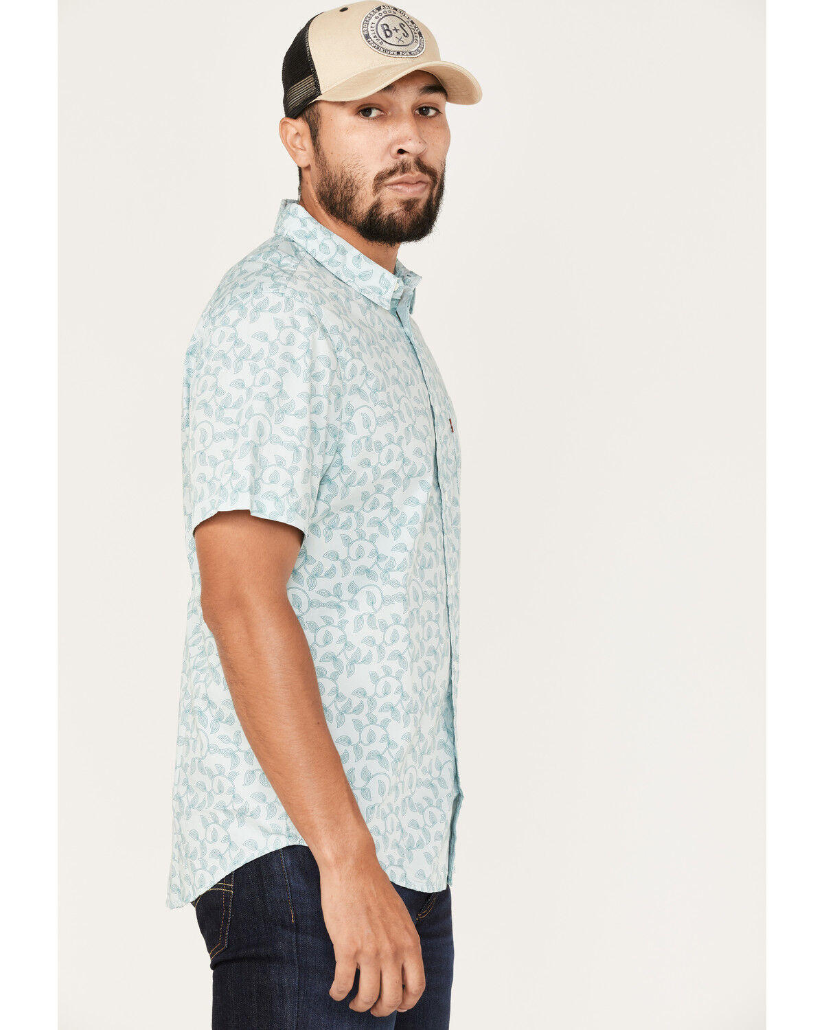 Image #2 - Levi's Men's Classic Swirly Floral Print Short Sleeve Button Down Shirt, Blue, hi-res