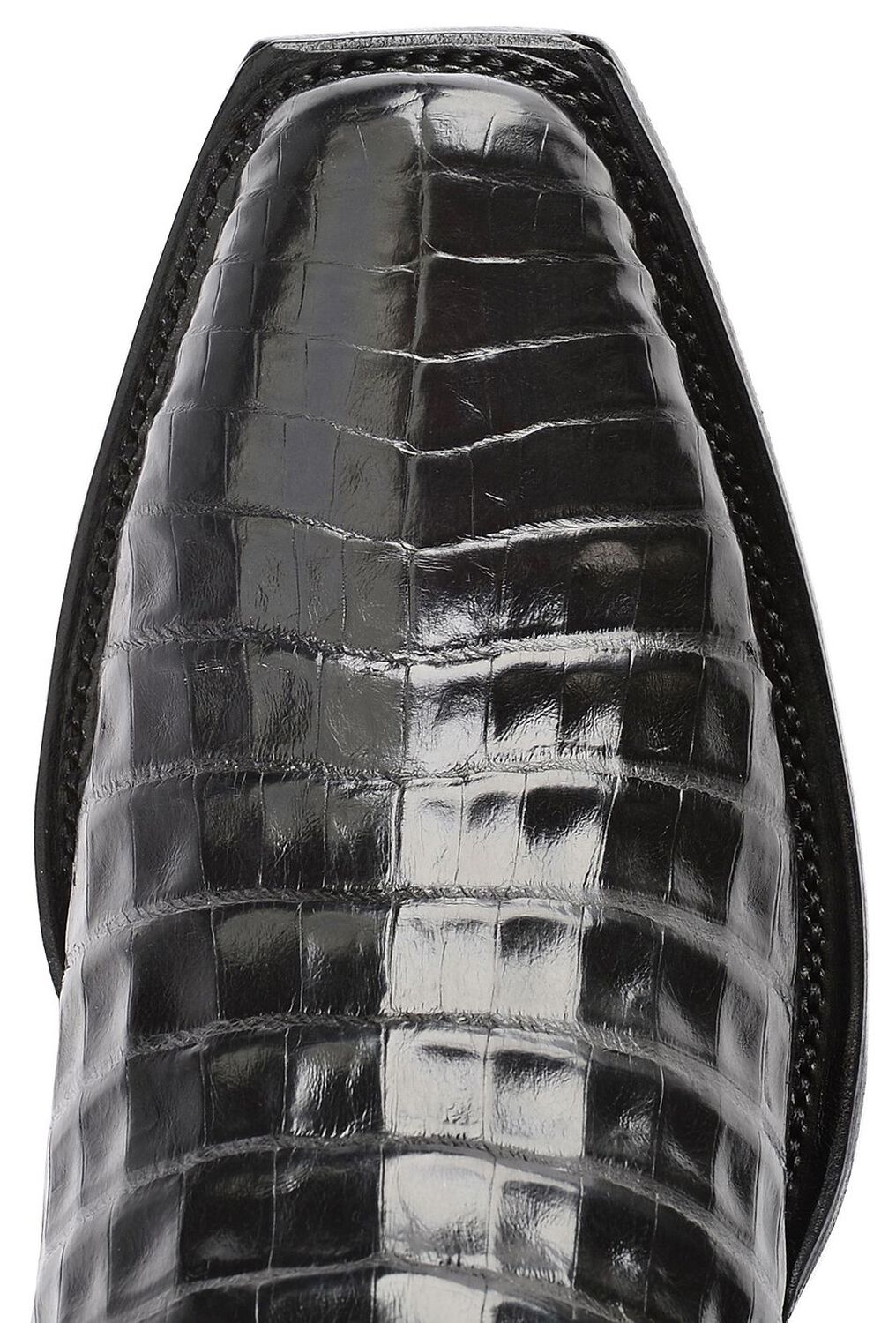 Image #7 - Lucchese 1883 Charles Croc Belly Western Boots - Square Toe, Black, hi-res