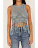 Shyanne Women's Yarn Crochet Fringe Trim Tank, Light Blue, hi-res