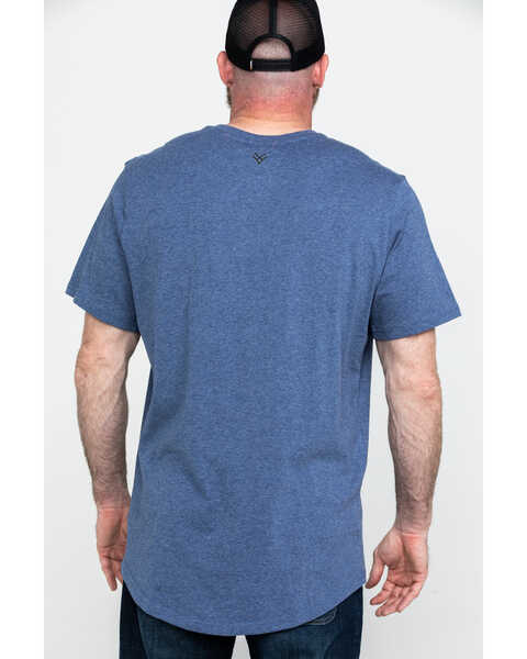 Image #2 - Hawx Men's Pocket Henley Short Sleeve Work T-Shirt - Tall , Heather Blue, hi-res