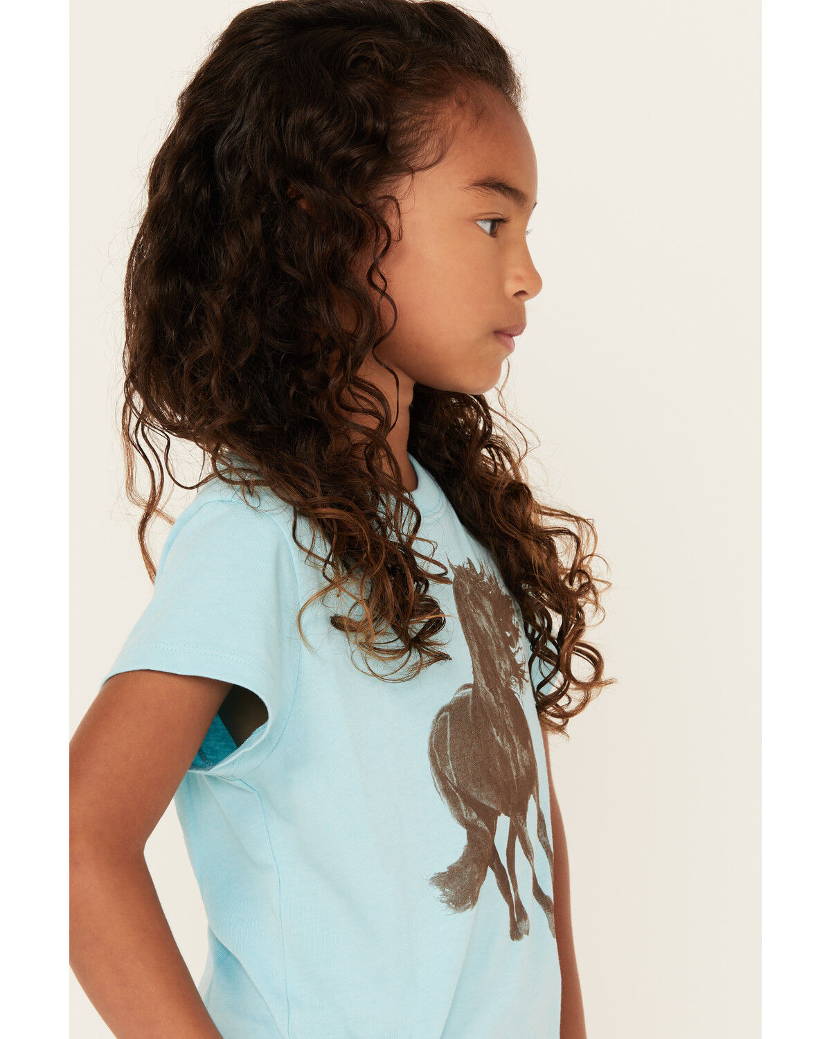 Image #2 - Shyanne Girls' Stallion Short Sleeve Graphic Tee, Light Blue, hi-res