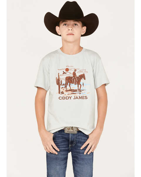 Cody James Boys' Desert Stroll Logo Graphic T-Shirt, Silver, hi-res