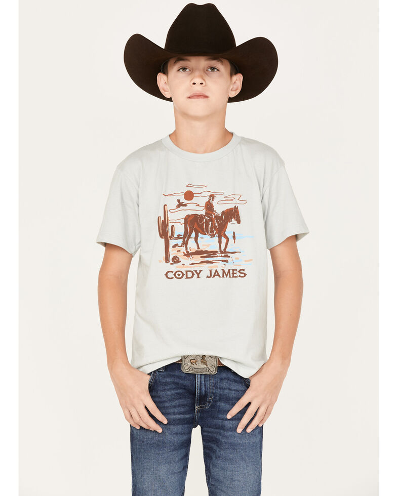Cody James Boys' Desert Stroll Logo Graphic T-Shirt, Silver, hi-res