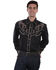 Image #1 - Scully Men's Scroll Embroidered Yoke Long Sleeve Pearl Snap Western Shirt - Big , Black, hi-res