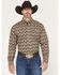 Image #1 - George Strait by Wrangler Men's Paisley Print Long Sleeve Button-Down Stretch Western Shirt - Big, Brown, hi-res