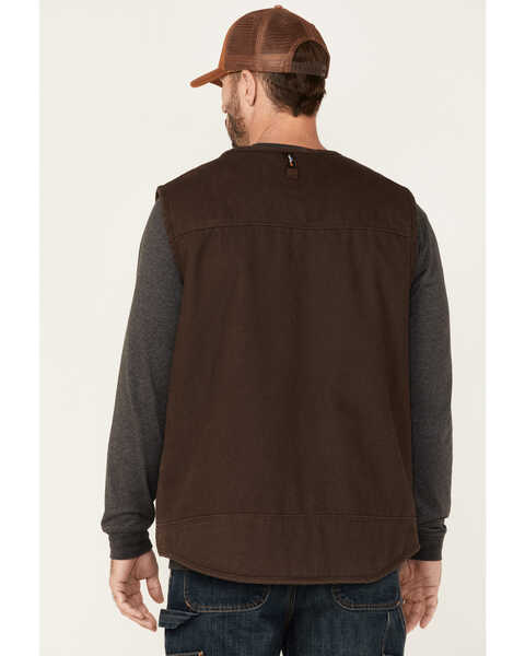 Image #4 - Hawx Men's Weathered Canvas Zip-Front Sherpa Lined Work Vest - Big , Brown, hi-res