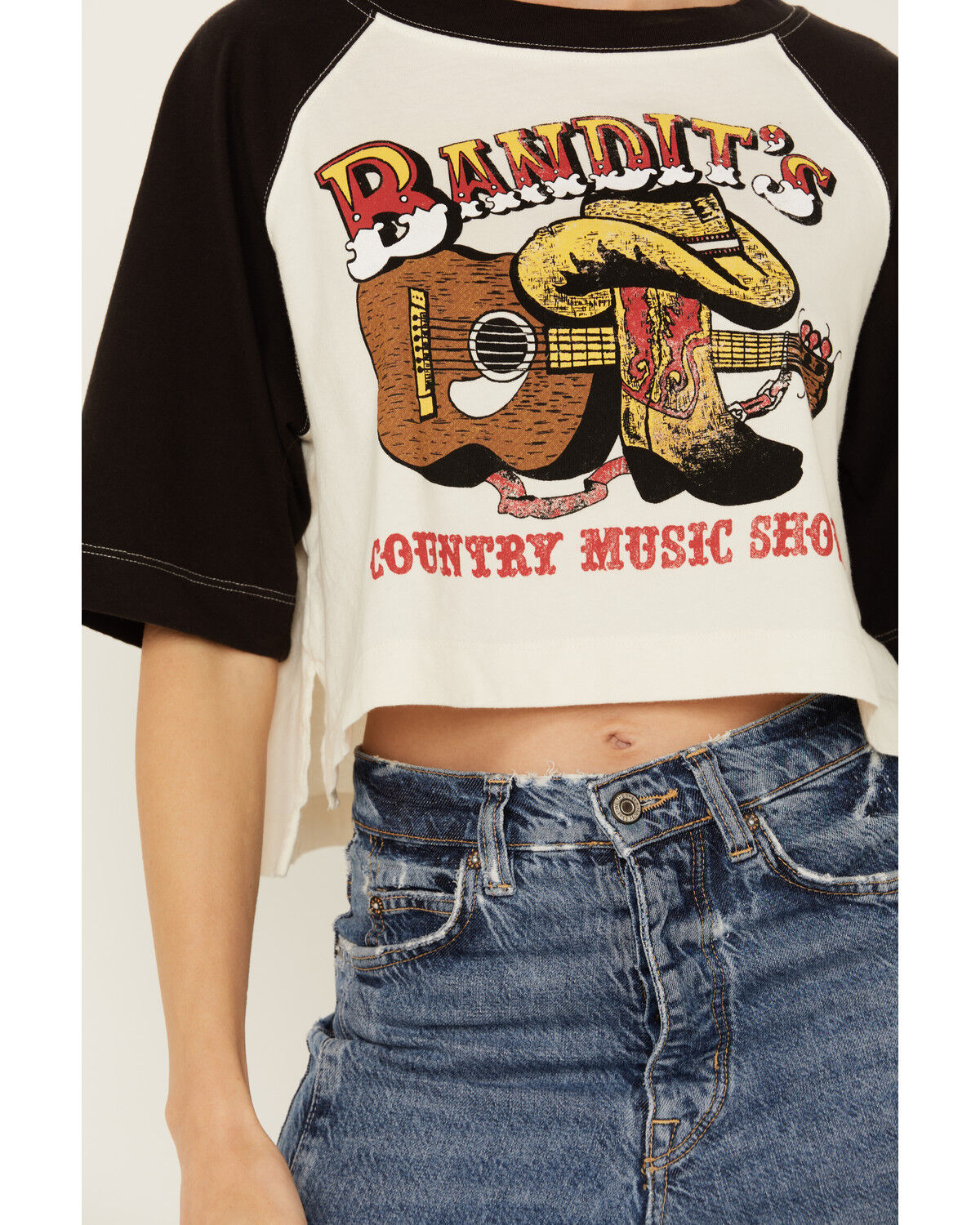 Image #2 - Bandit Women's Bandit Cropped Baseball Tee, Grey, hi-res