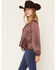 Image #2 - By Together Women's Lace Trim Polka Dot Blouse, Chocolate, hi-res