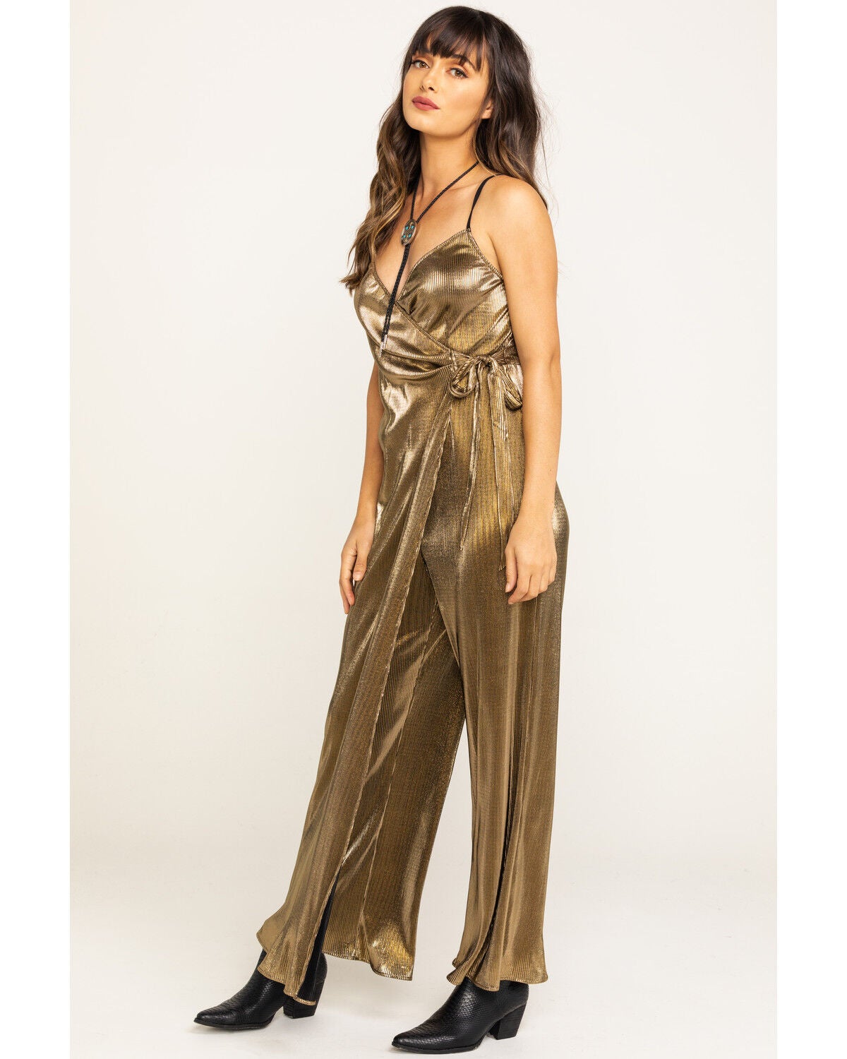 Pleated Gold Jane Jumpsuit | Sheplers