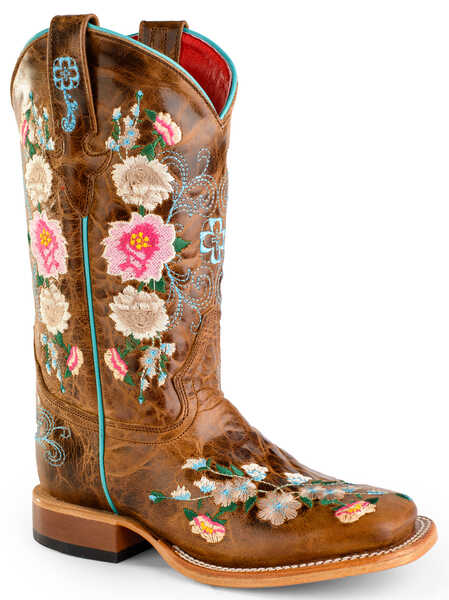 Macie Bean Little Girls' Honey Bunch Western Boots - Square Toe, Tan, hi-res