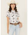 Image #1 - Wrangler Retro Women's Boot Barn Exclusive Horse Print Short Sleeve Snap Western Shirt, Black/white, hi-res