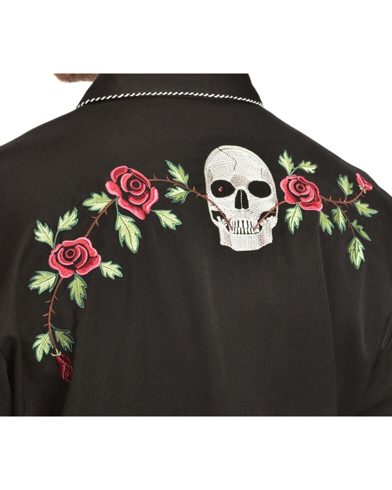 Scully Skull & Roses Embroidered Retro Western Shirt Sheplers