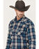 Image #2 - Ariat Men's Huntleigh Retro Plaid Print Long Sleeve Snap Western Flannel Shirt, Blue, hi-res