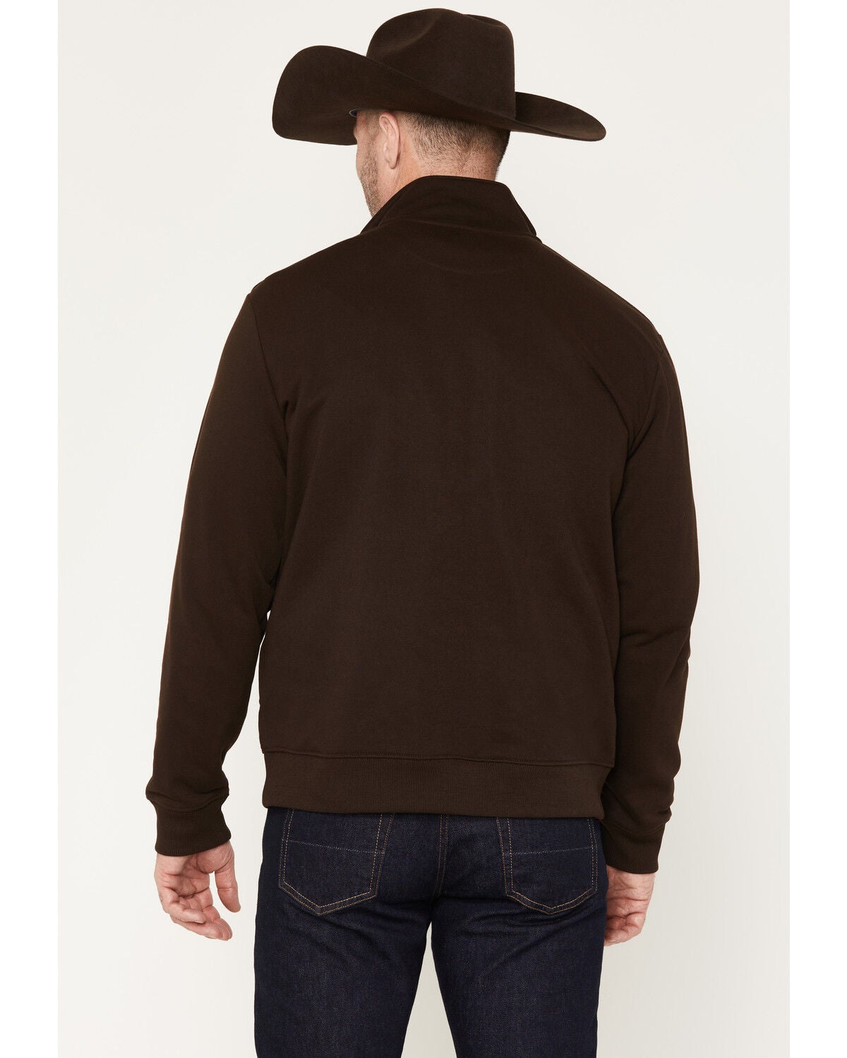 Image #4 - Wrangler Men's Solid Steer Head 1/4 Zip Pullover, Brown, hi-res