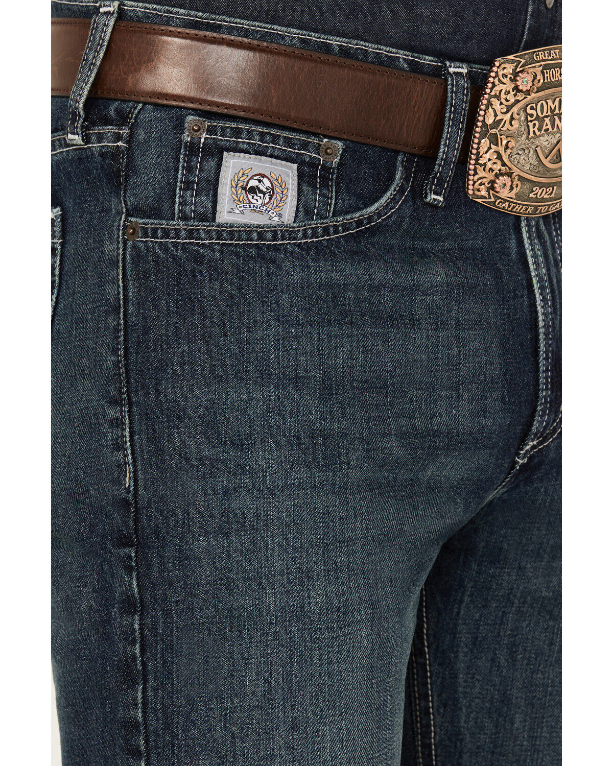 Image #2 - Cinch Men's Silver Label Dark Stonewash Tint Slim Straight Rigid Denim Jeans, Dark Wash, hi-res