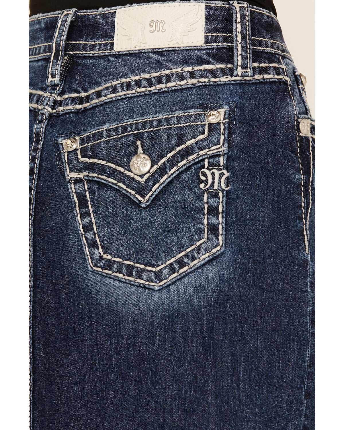 Image #4 - Miss Me Women's Dark Wash Denim Midi Skirt, Dark Wash, hi-res