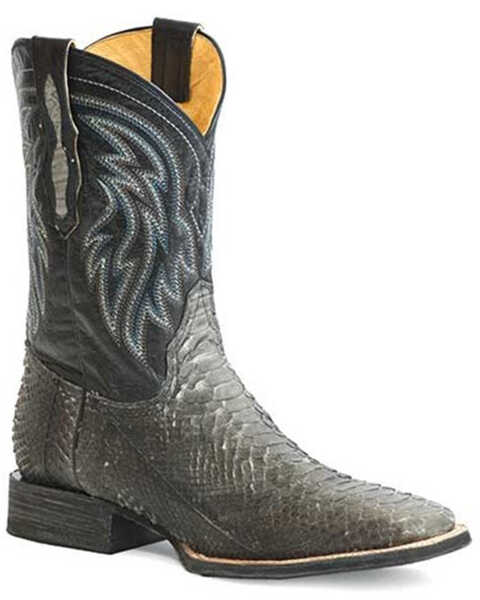 Image #1 - Roper Men's Peyton Exotic Python Western Boots - Square Toe, Grey, hi-res