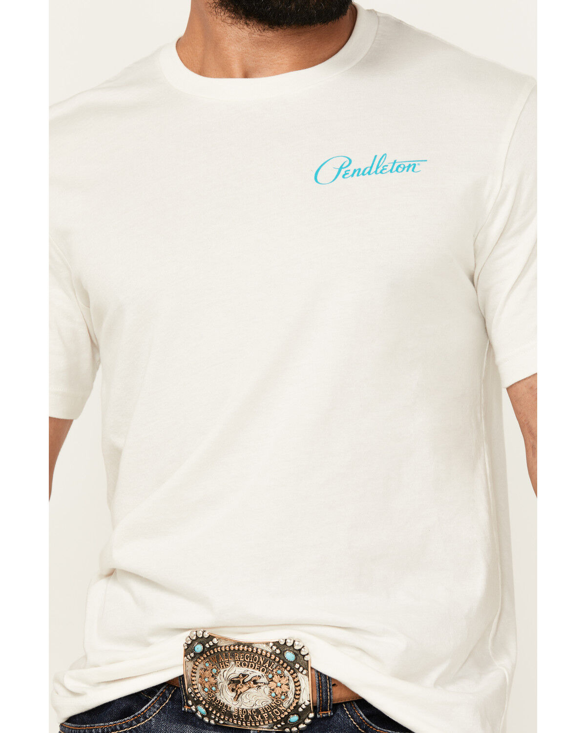 Image #4 - Pendleton Men's Boot Barn Exclusive Tucson Short Sleeve Graphic T-Shirt, Off White, hi-res